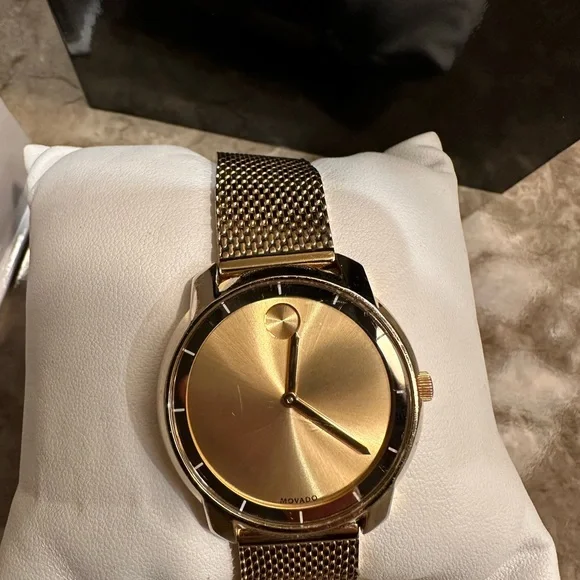 Movado Bold Evolution Watch With Gold Mesh Watch Good Condition